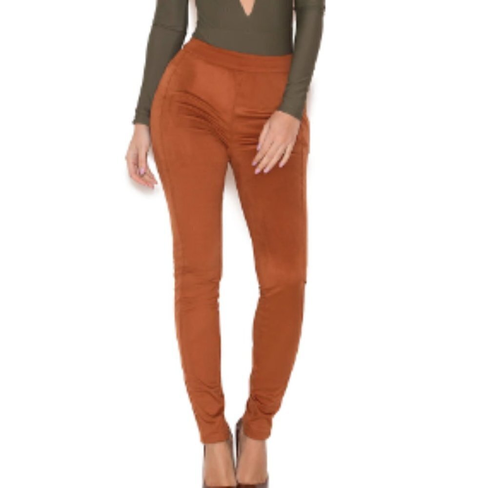 House‎ of CB Sazan Faux Suede Leggings in Tan sz S